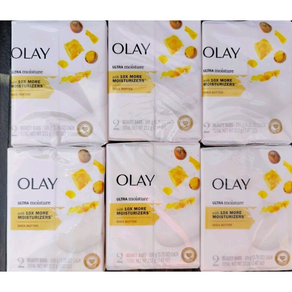 Lot 6 Olay Ultra Moisture Shea Butter Beauty Bar Soap 2-Packs DISCONTINUED 12 pc
